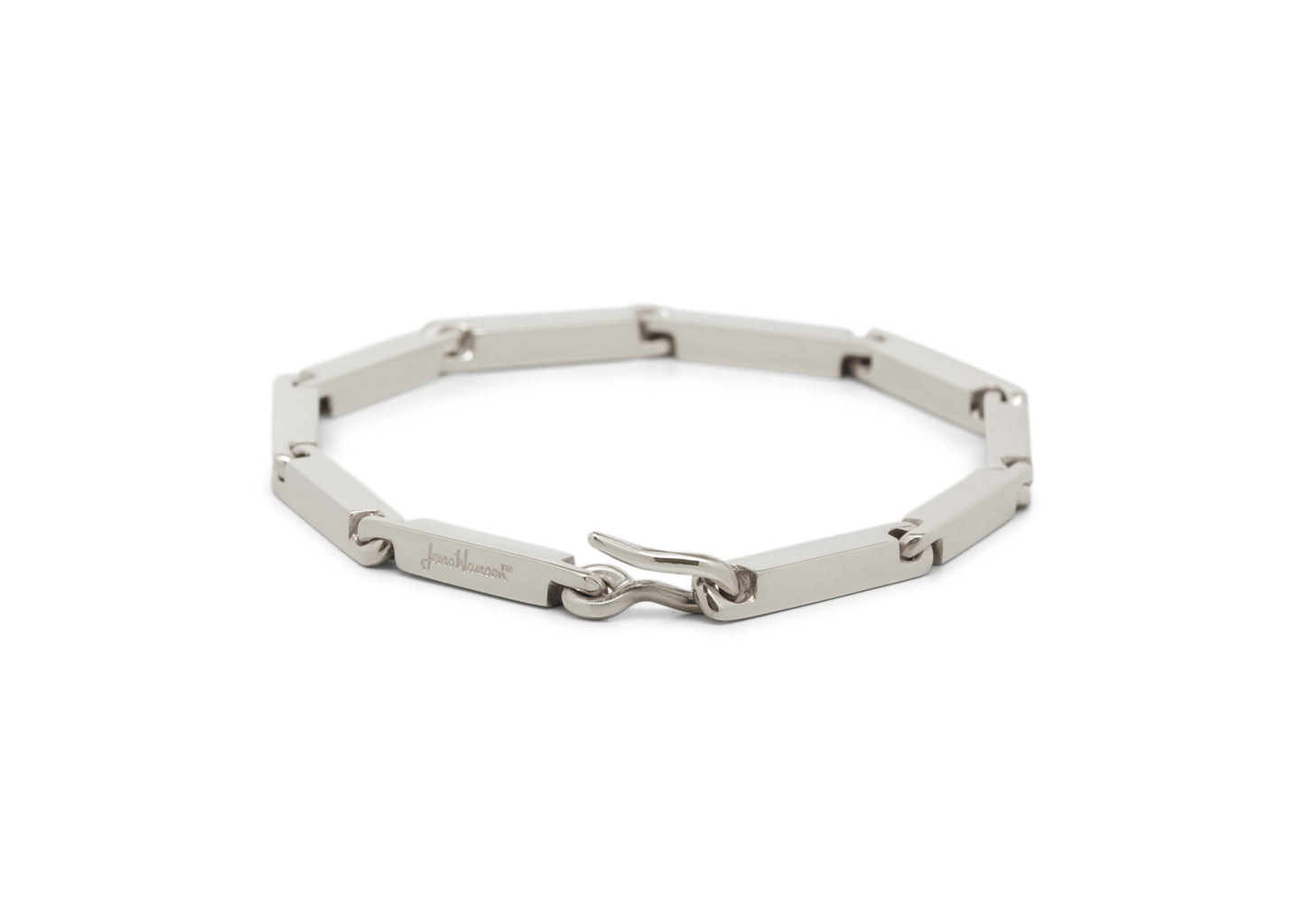 Hand Crafted Block Bracelet, White Gold & Platinum