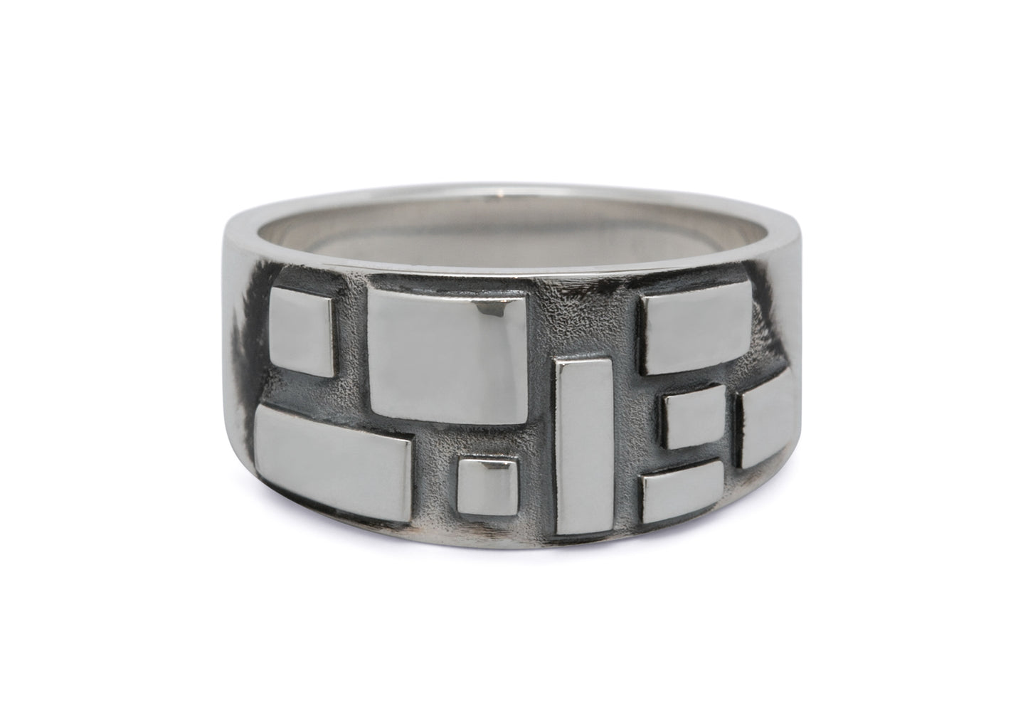 Retro Geometric Ring, Sterling Silver