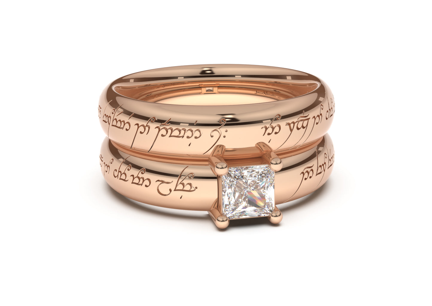 Princess Classic Elvish Engagement Ring, Red Gold