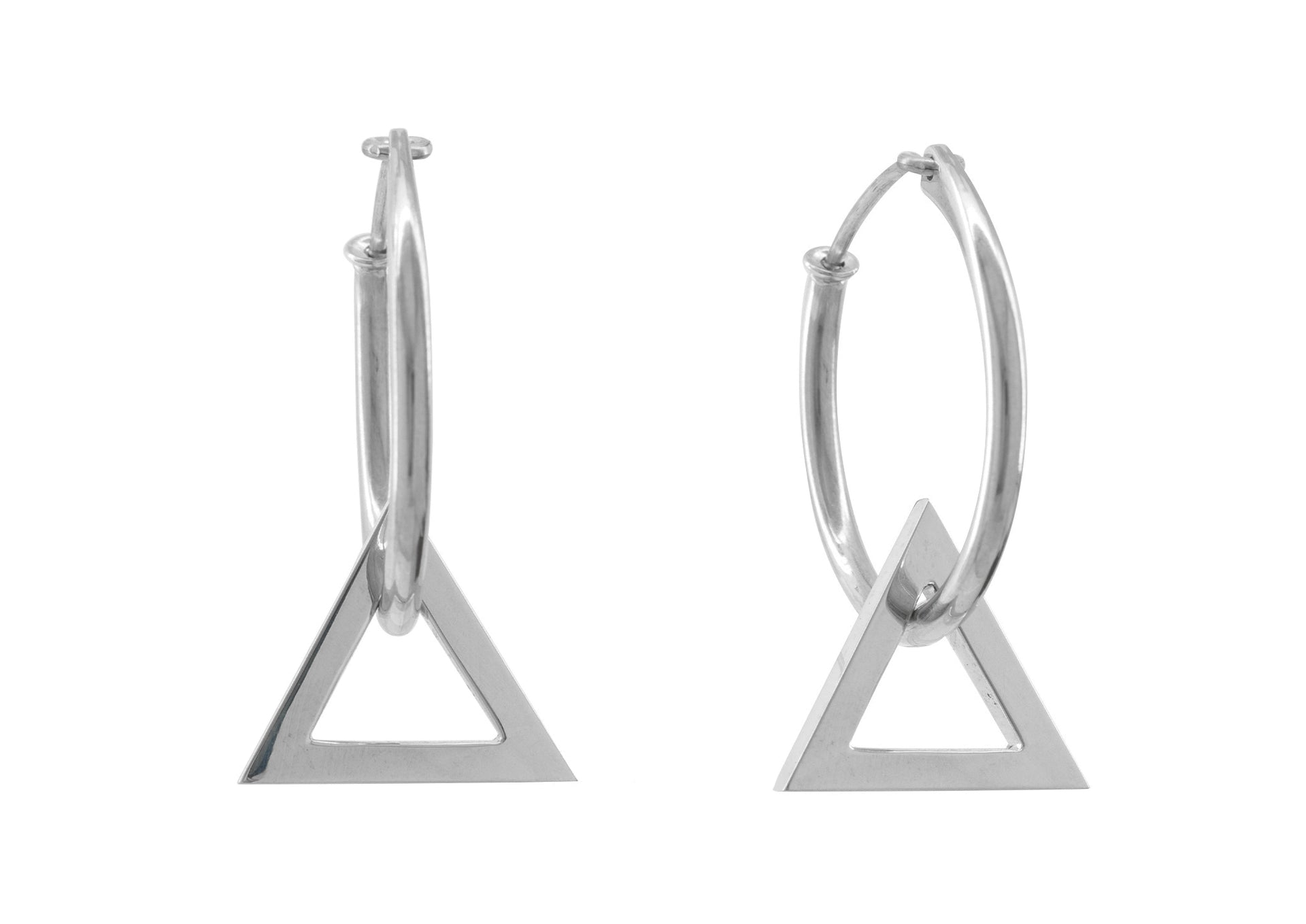 E3 Open Triangle Hoop Earrings, White Gold & Platinum