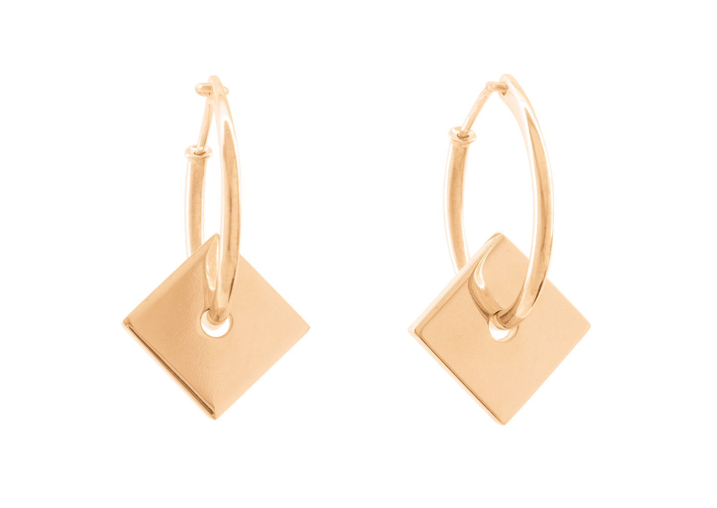 E12 Square Hoop Earrings, Red Gold