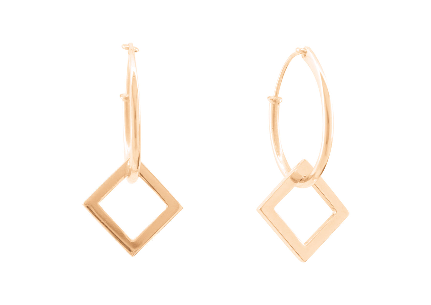 E4 Open Square Hoop Earrings, Red Gold