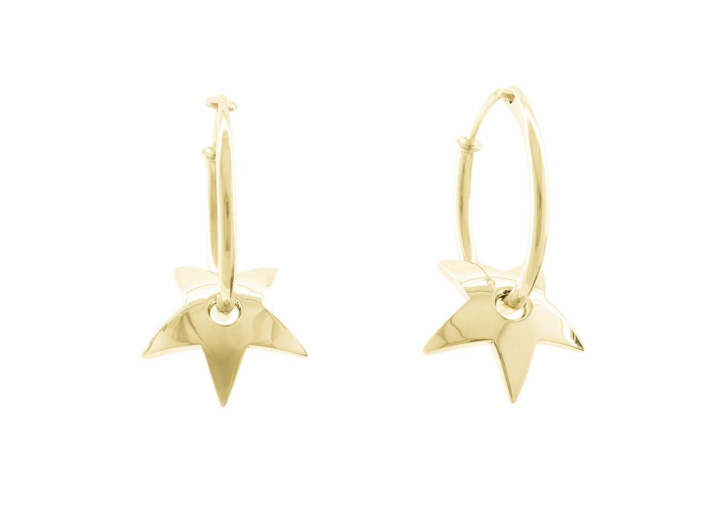 E27 Star Hoop Earring, Yellow Gold