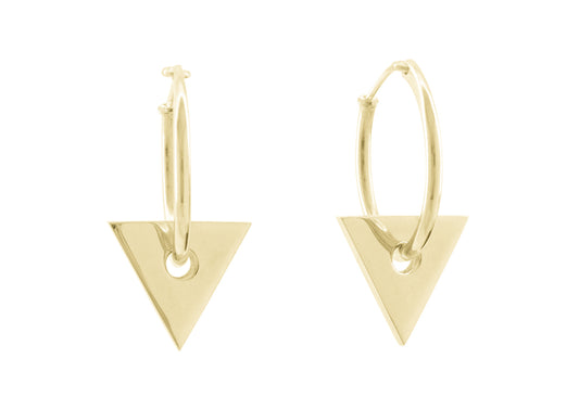 E13 Triangle Hoop Earrings, Yellow Gold