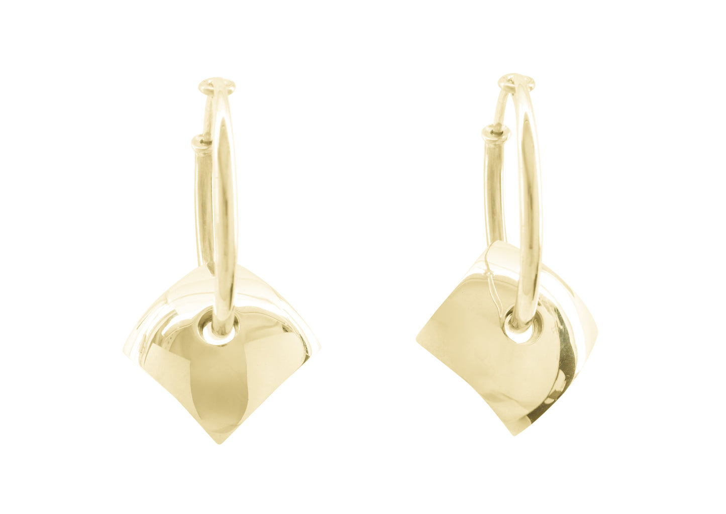 E12 Square Hoop Earrings, Yellow Gold