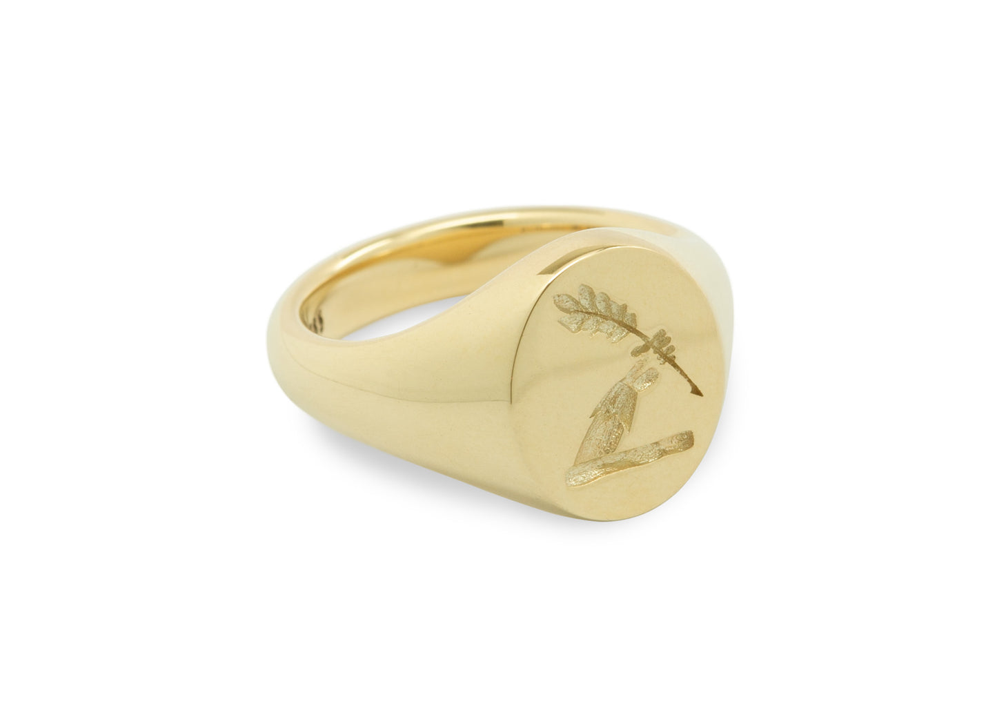 Custom Family Crest Signet Ring, Yellow Gold