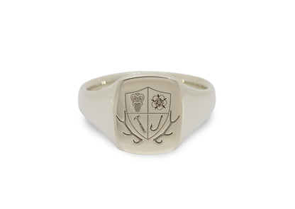 Modern Family Crest Signet Ring, White Gold
