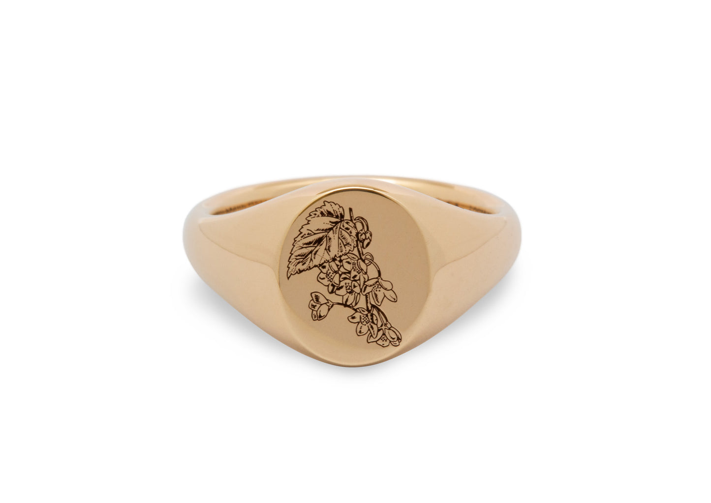 Custom Hoheria Flower Signet Ring, Red Gold