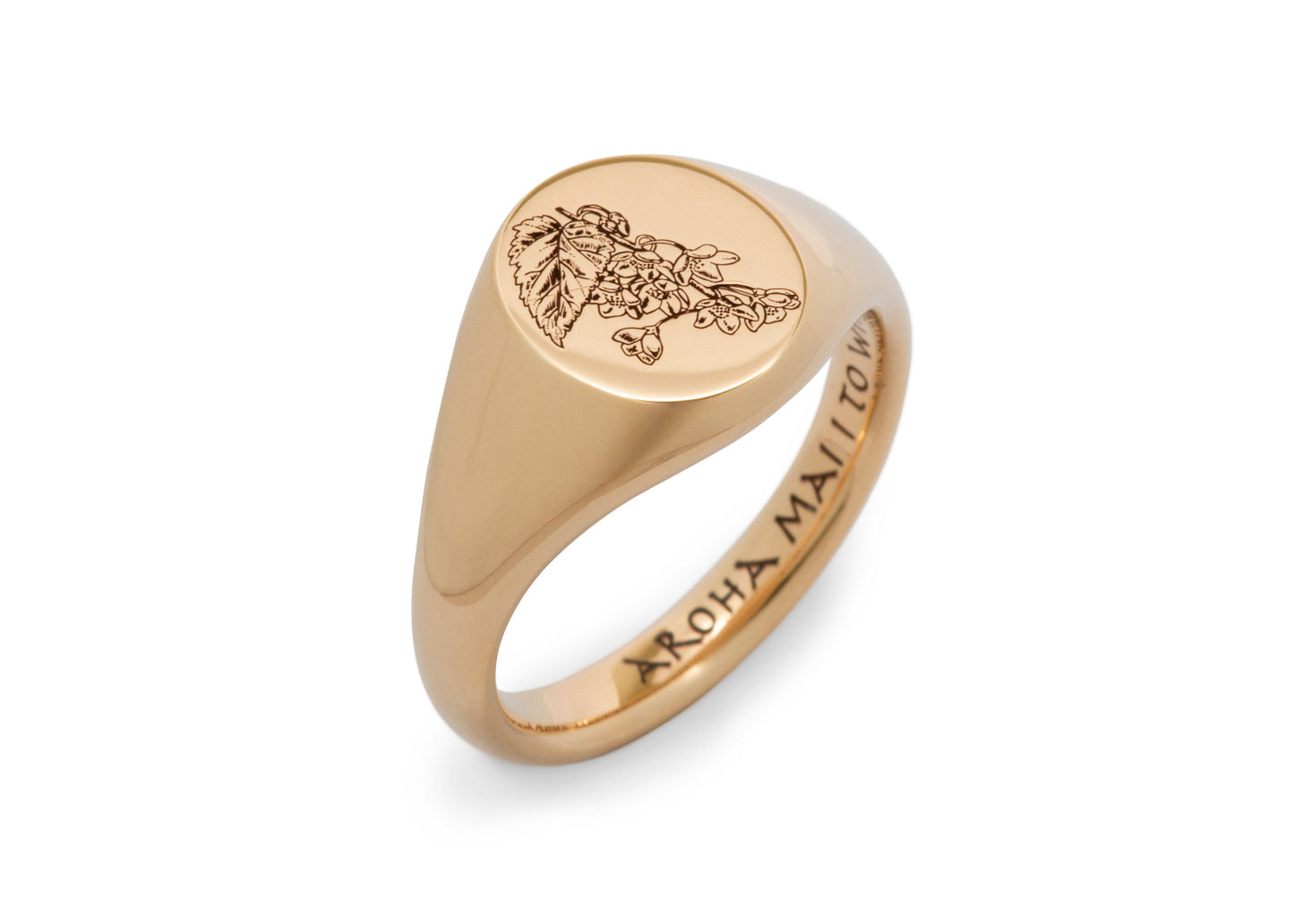 Custom Hoheria Flower Signet Ring, Red Gold