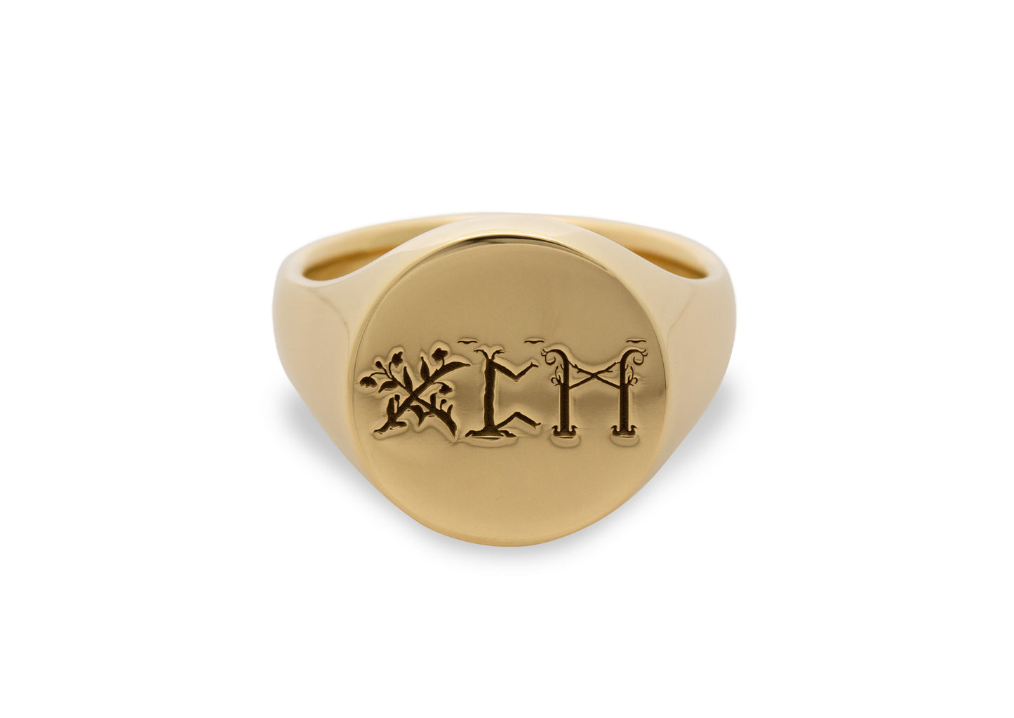 Custom Runes Signet Ring, Yellow Gold