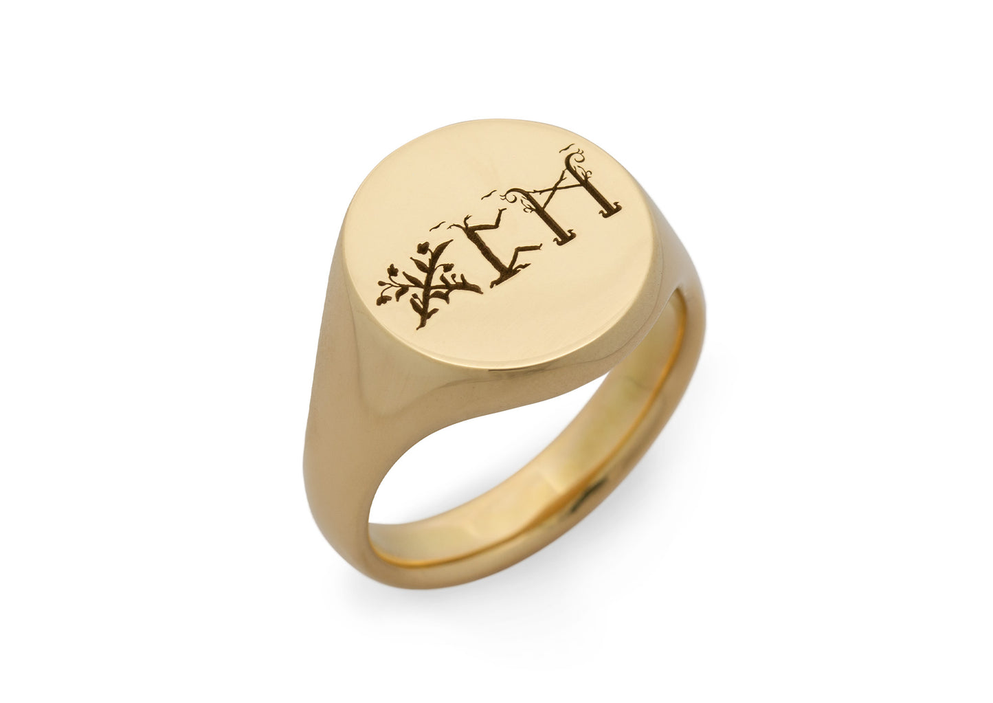 Custom Runes Signet Ring, Yellow Gold