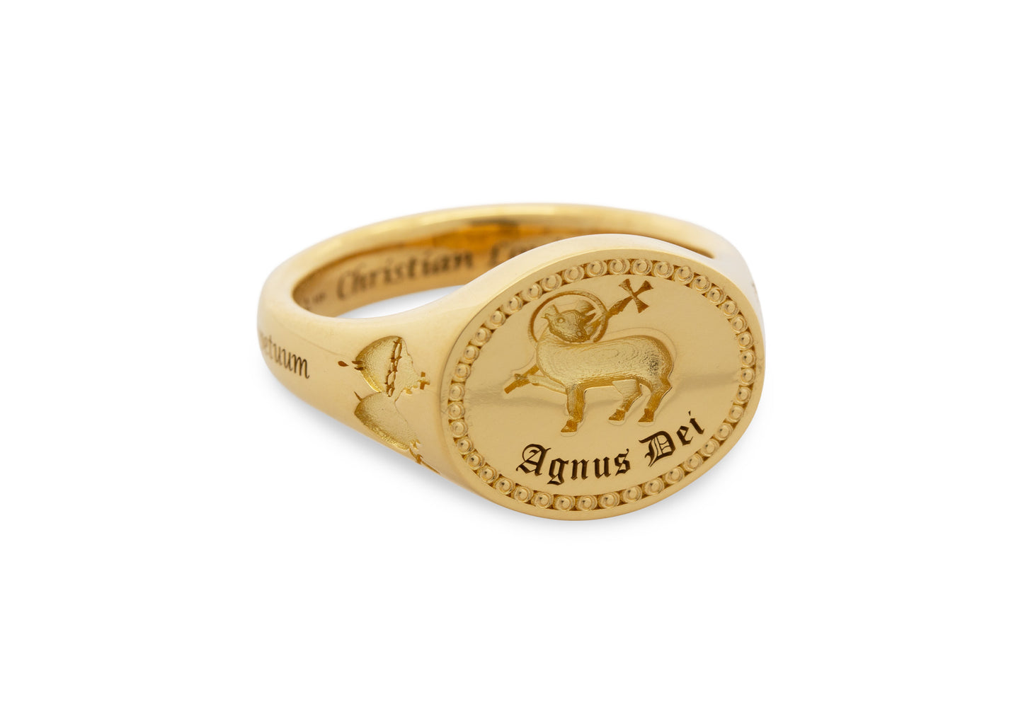 Medieval Style Signet Ring, Yellow Gold