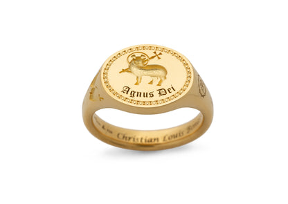 Medieval Style Signet Ring, Yellow Gold