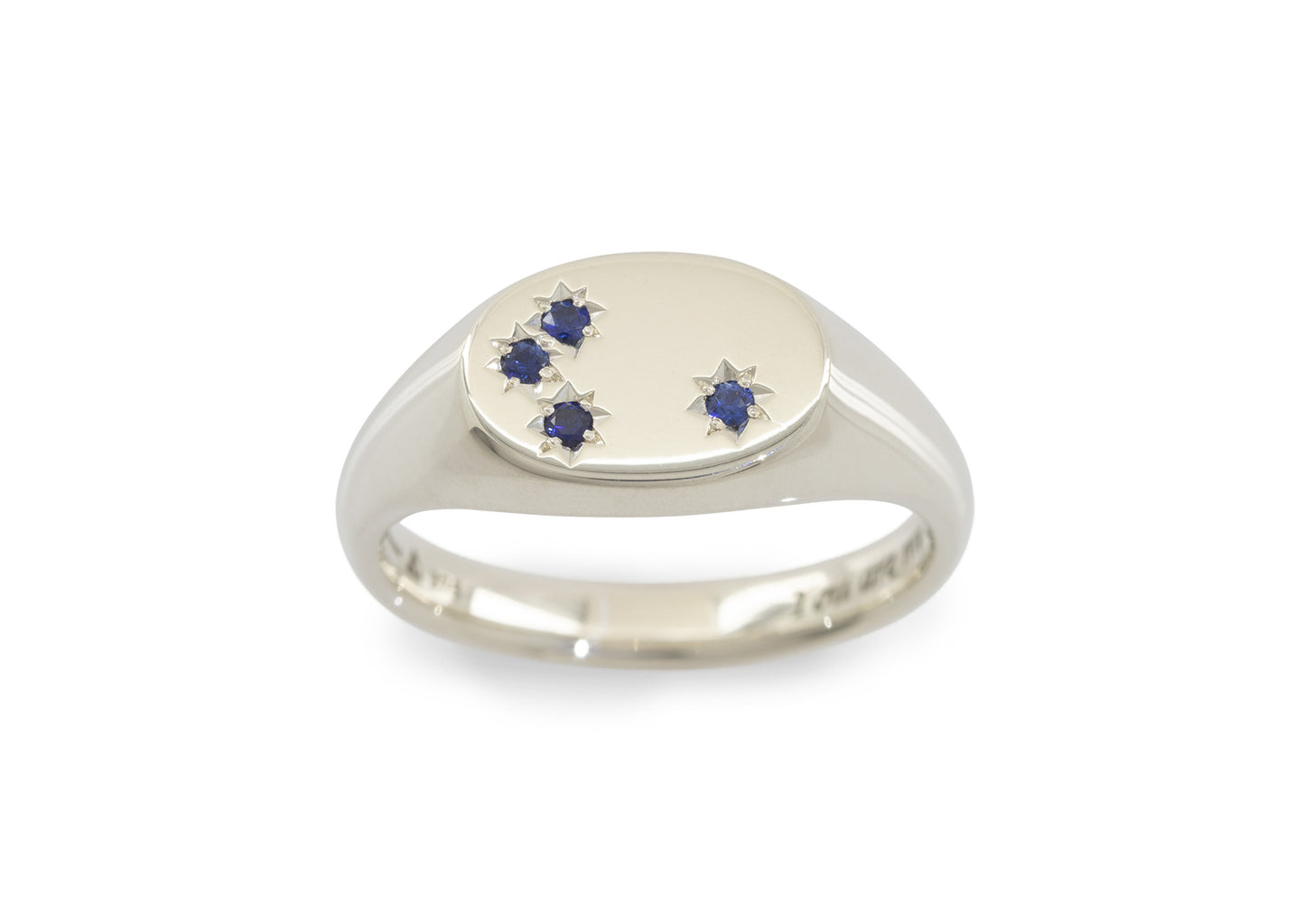 Southern Cross Sapphire Signet Ring, White Gold