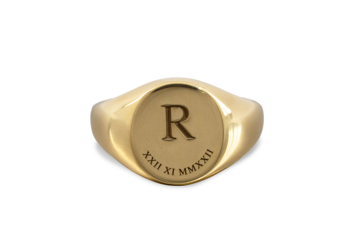 Custom Initial Signet Ring, Yellow Gold