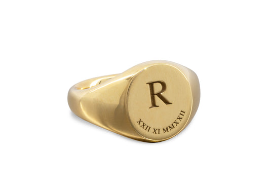 Custom Initial Signet Ring, Yellow Gold