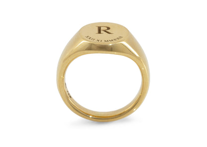 Custom Initial Signet Ring, Yellow Gold