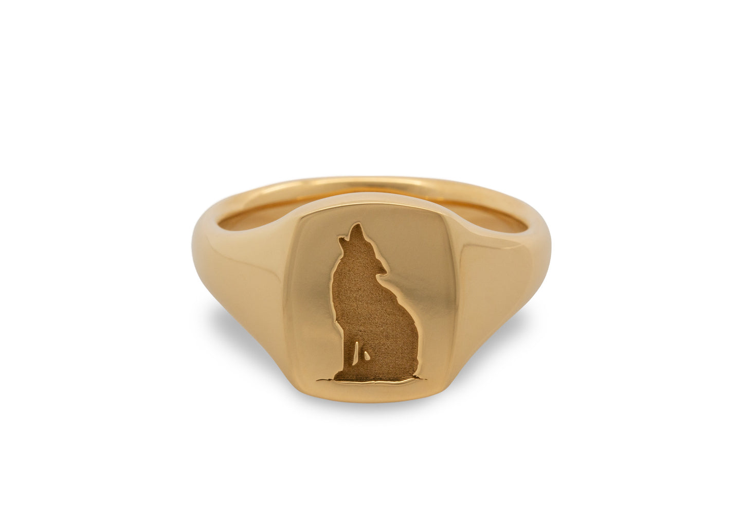 Quadrant Wolf Signet Ring, Yellow Gold