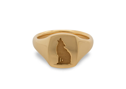 Quadrant Wolf Signet Ring, Yellow Gold