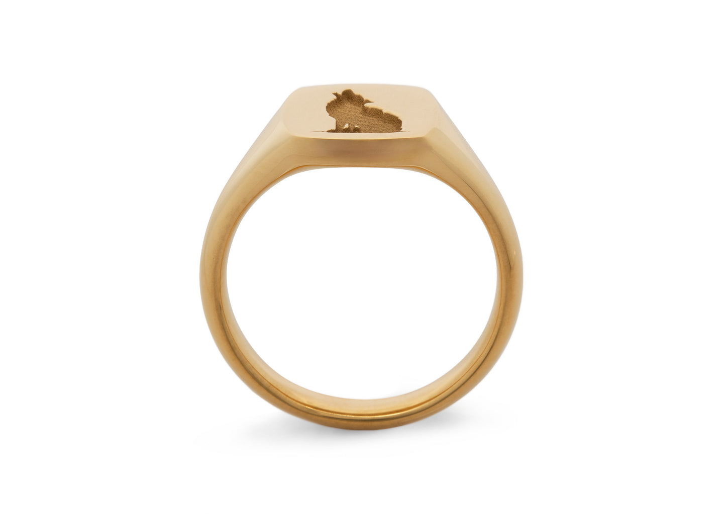 Quadrant Wolf Signet Ring, Yellow Gold