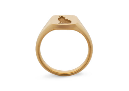 Quadrant Wolf Signet Ring, Yellow Gold