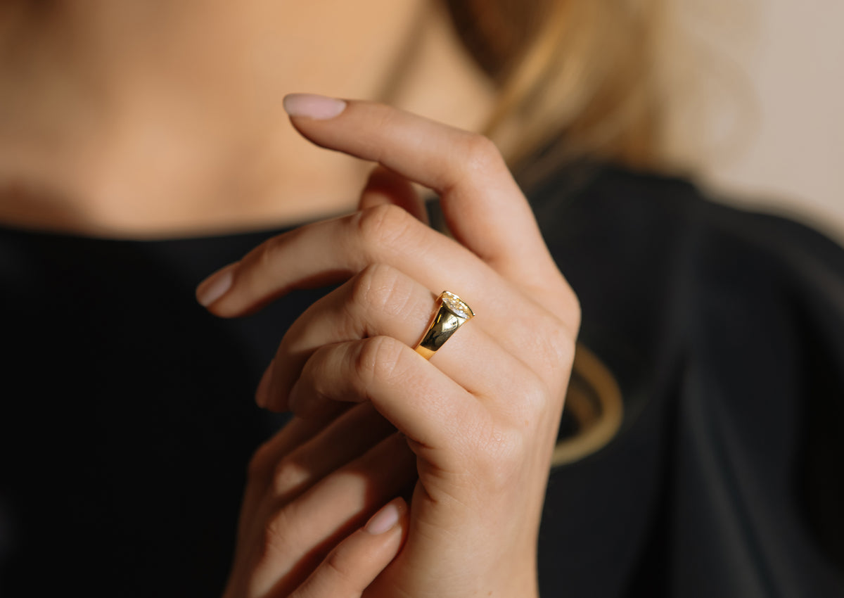 The Jens Hansen Marquise Diamond Ring, Yellow Gold