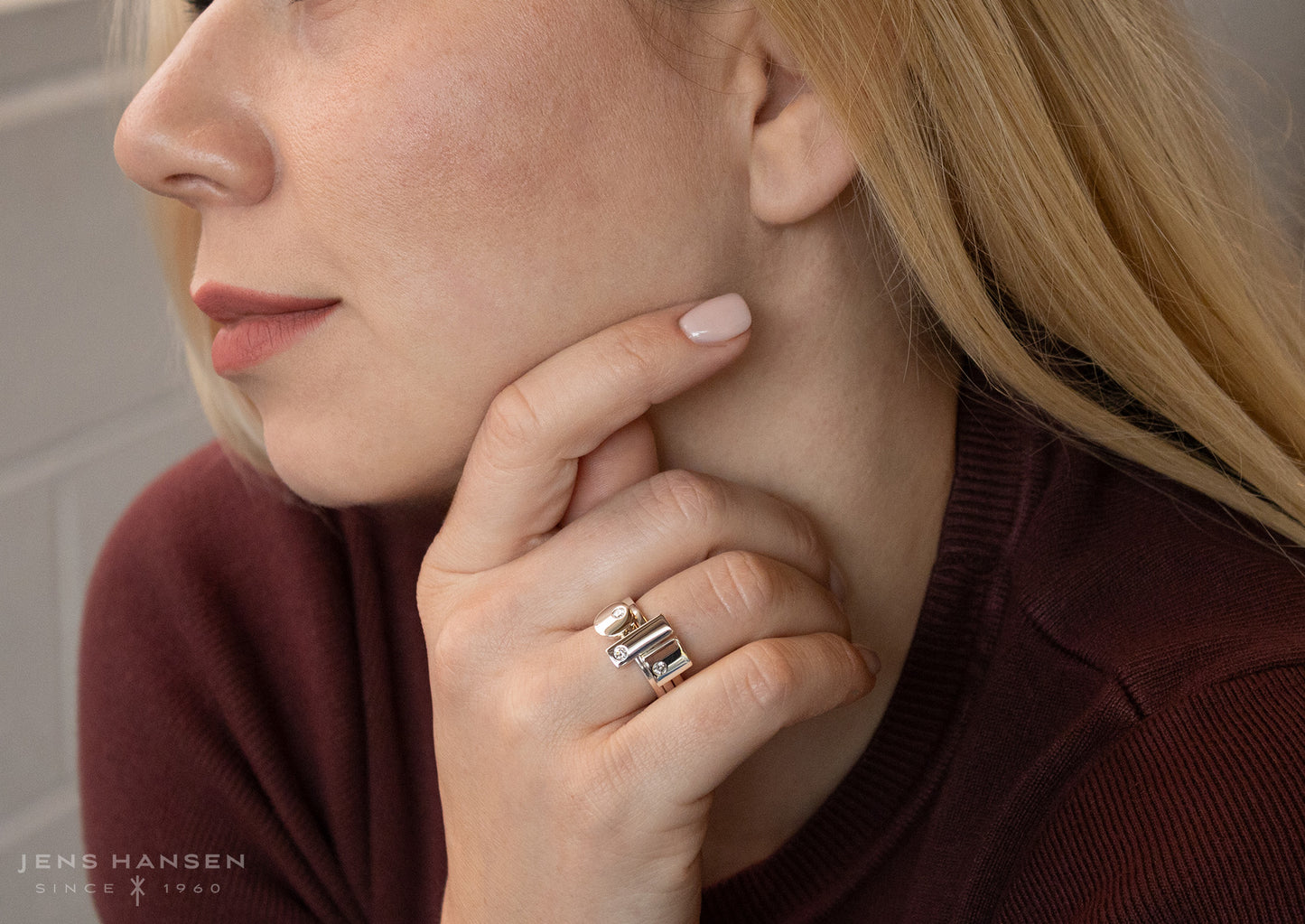 Square Love Stories Stacker Ring, Sterling Silver
