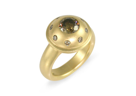Champagne Diamond Ring, Yellow Gold