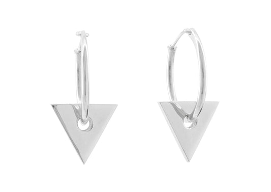 E13 Triangle Hoop Earrings, Sterling Silver