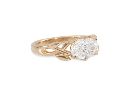 J3340 2-carat Oval Solitaire Vine Engagement Ring, Red Gold