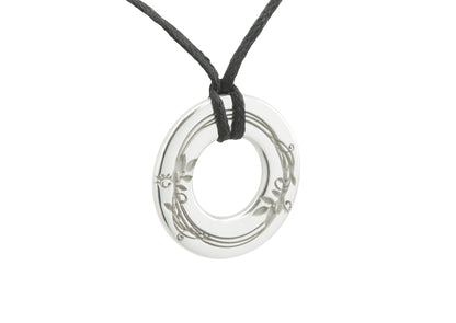 Vine Engraved Wanderer's Circle, Sterling Silver
