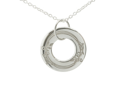 Vine Engraved Wanderer's Circle, Sterling Silver