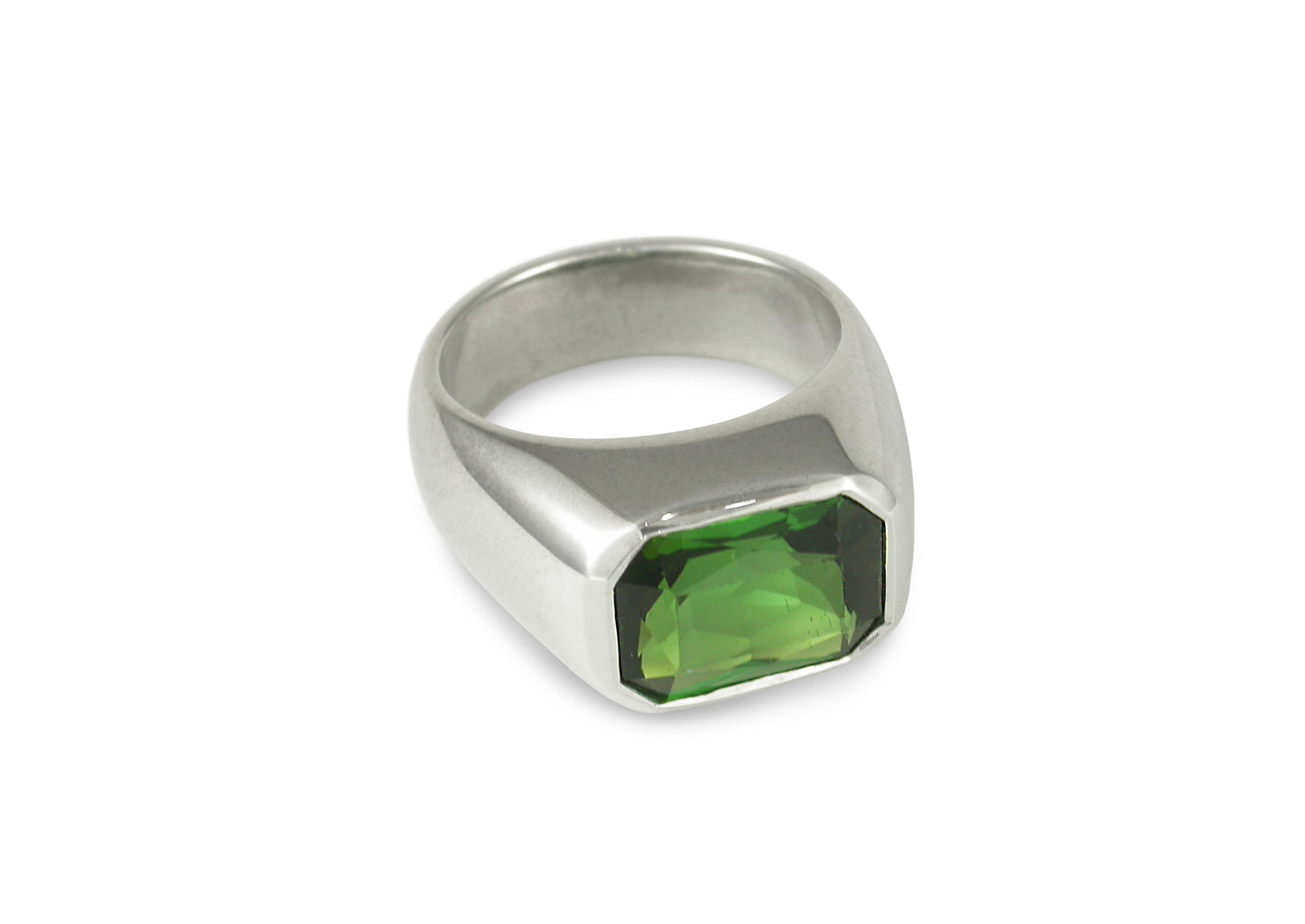 Chrome Tourmaline Signet Ring, Sterling Silver