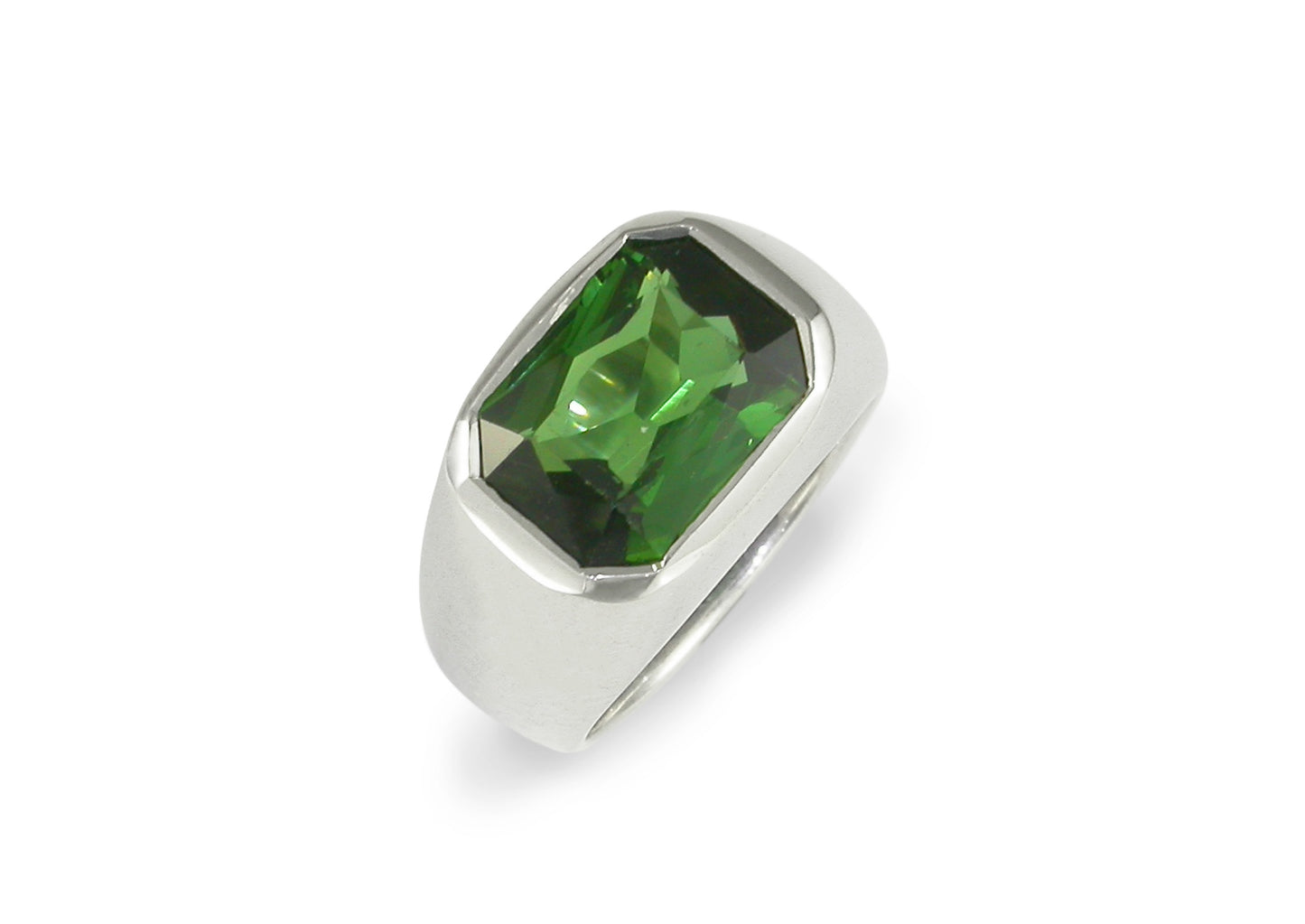 Chrome Tourmaline Signet Ring, Sterling Silver