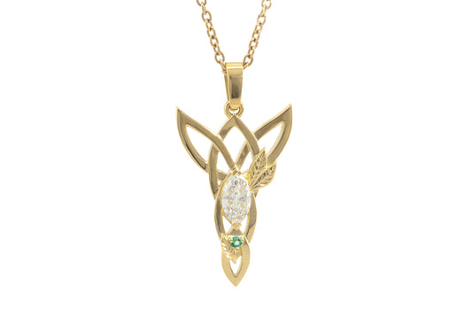 Diamond and Emerald Woodland Pendant, Yellow Gold
