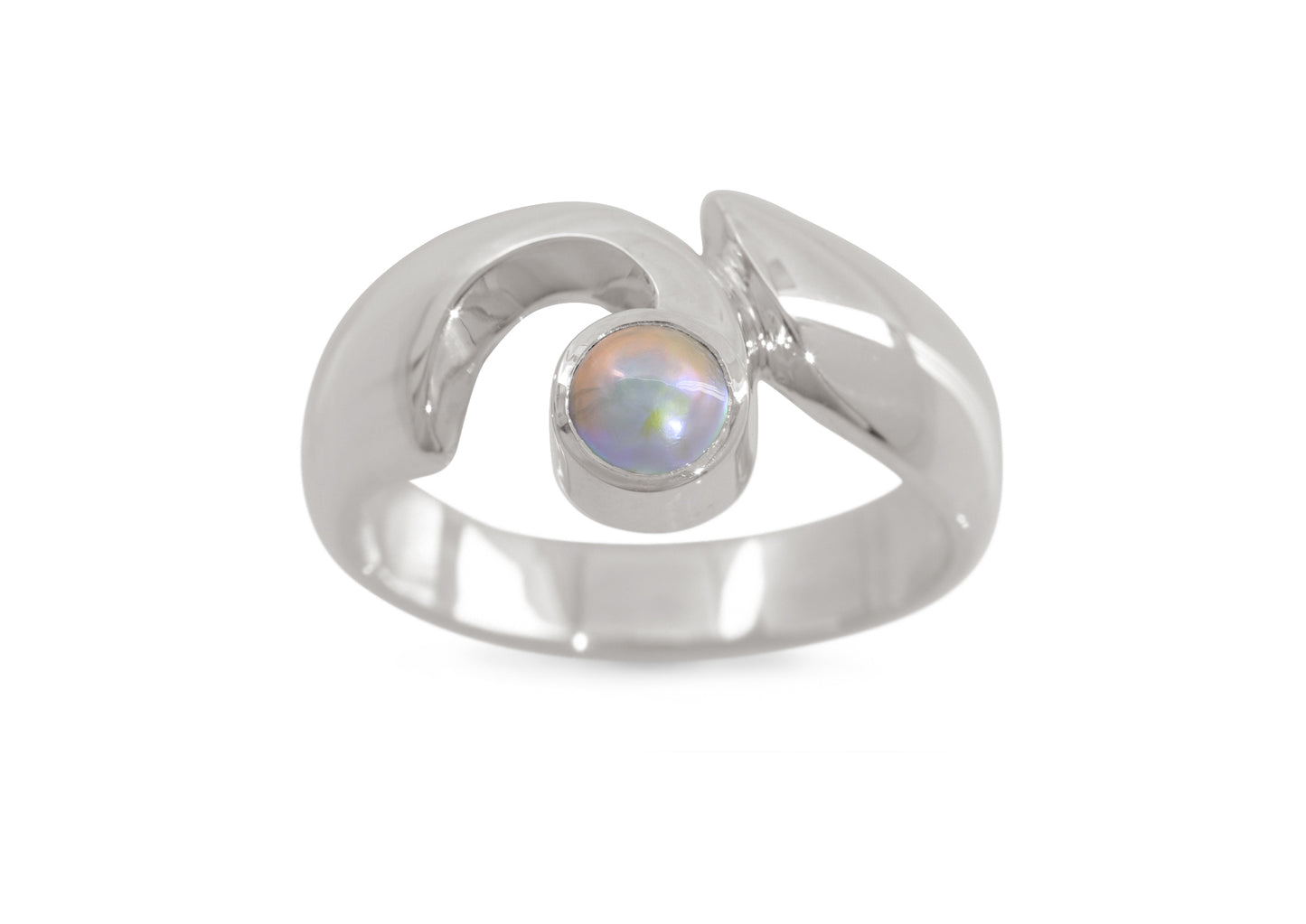 JW159 Paua Pearl Ring, White Gold & Platinum