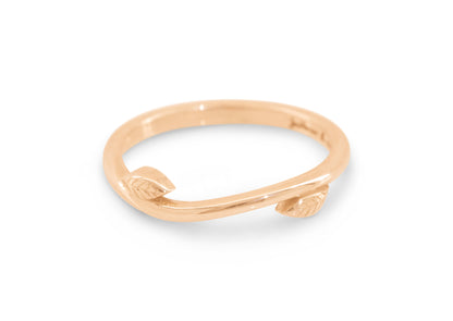 Simple Elvish Vine Wedding Band, Red Gold