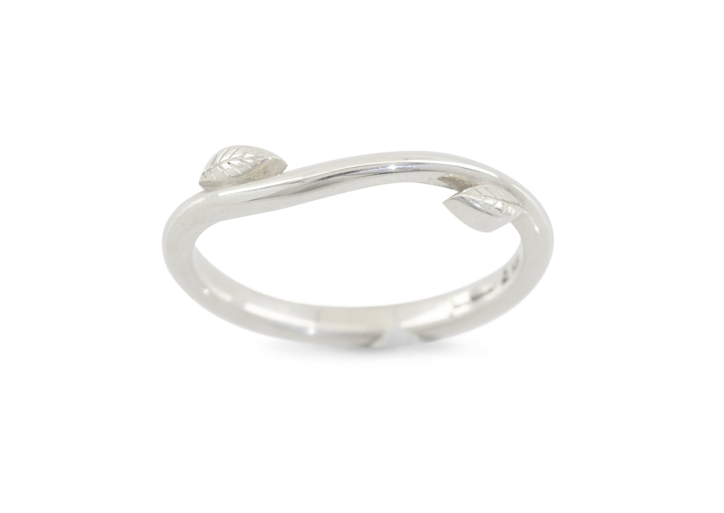 Simple Elvish Vine Wedding Band, White Gold & Platinum