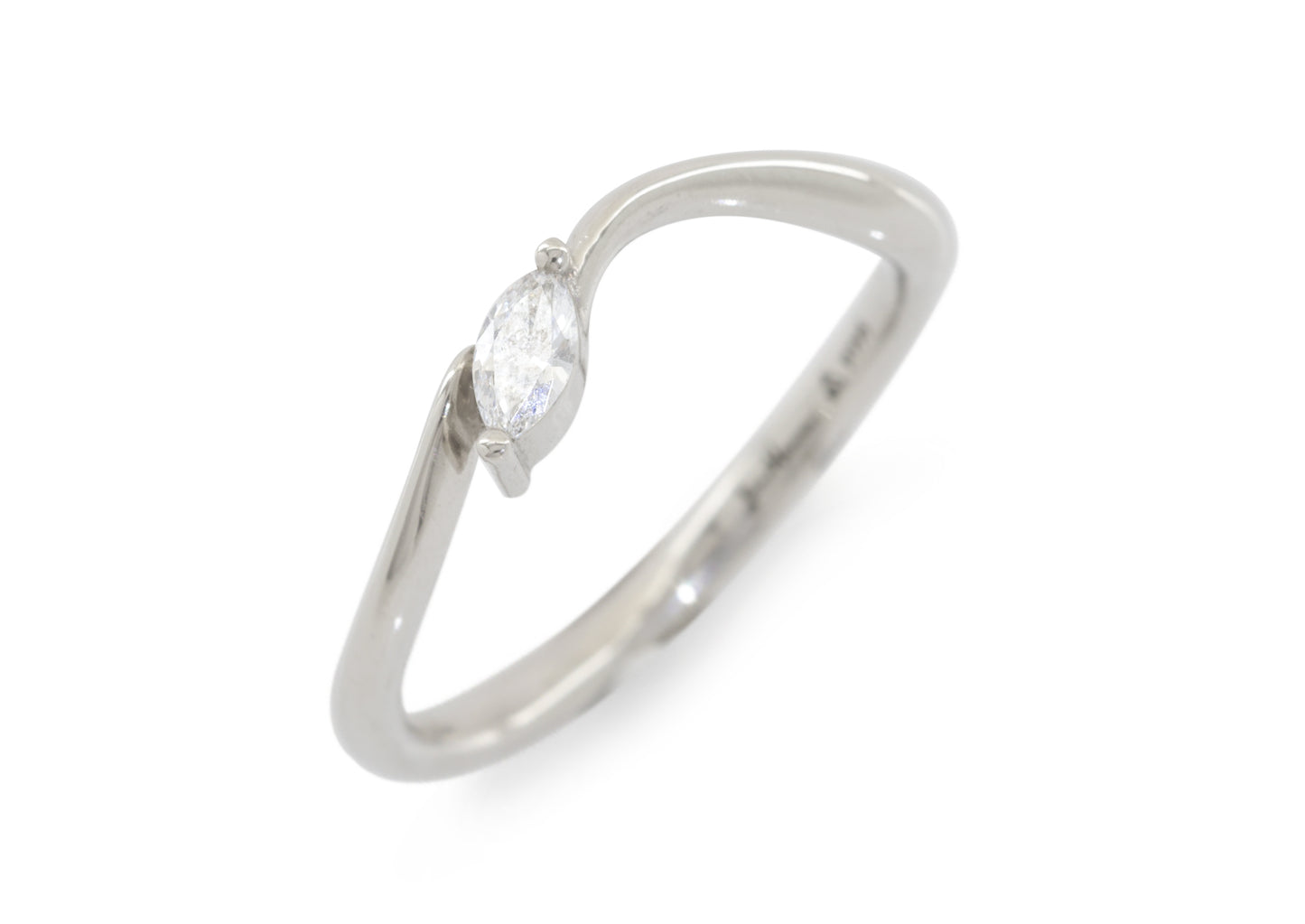 Simple Marquise Diamond Elvish Wedding Band, White Gold & Platinum