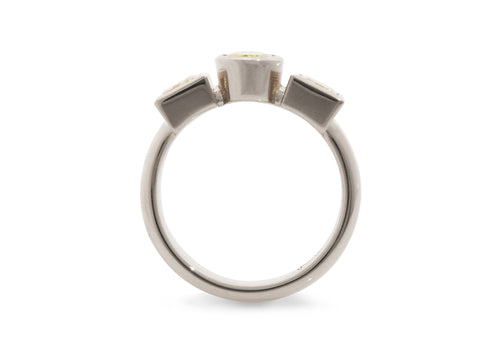 JW281 Diamond & Gemstone Three Stone Ring, White Gold & Platinum