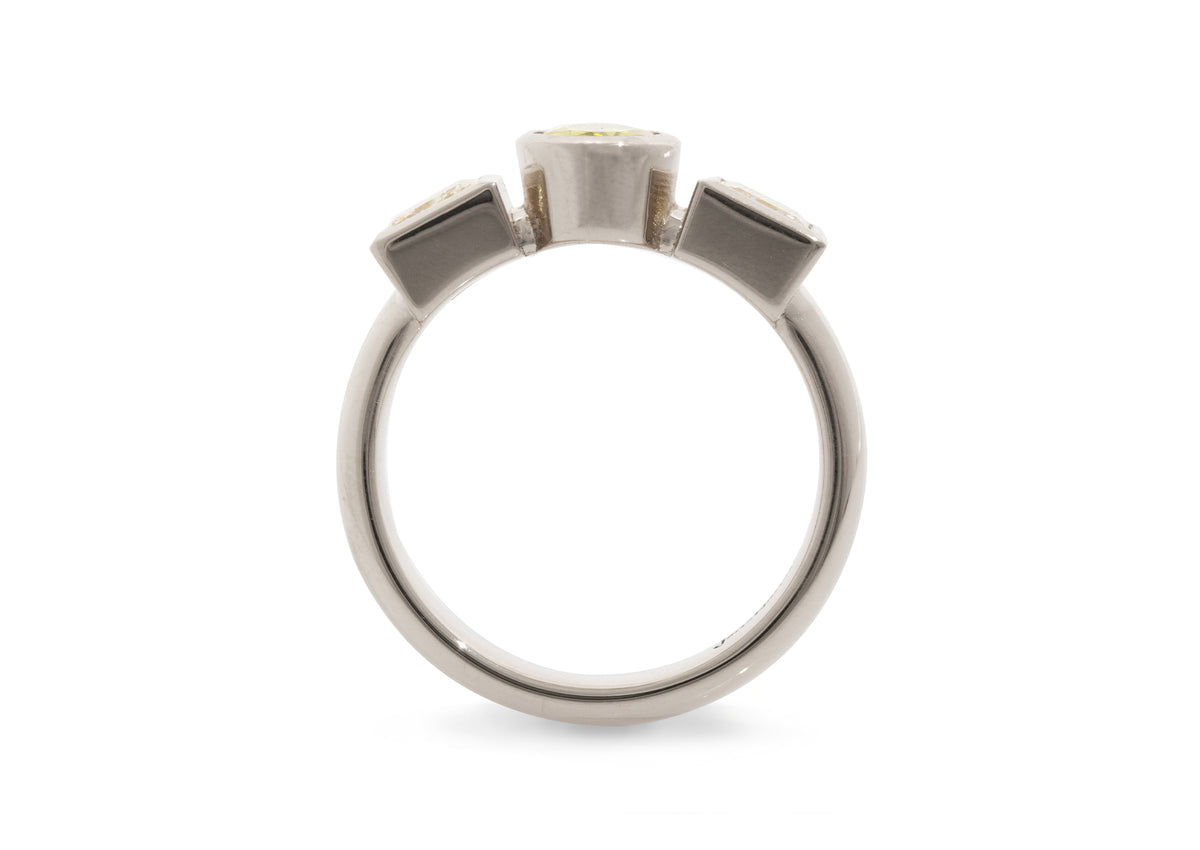 JW281 Diamond & Gemstone Three Stone Ring, White Gold & Platinum