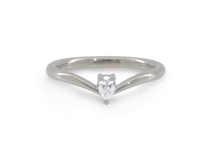 Simple Pear Diamond Elvish Wedding Band, White Gold & Platinum