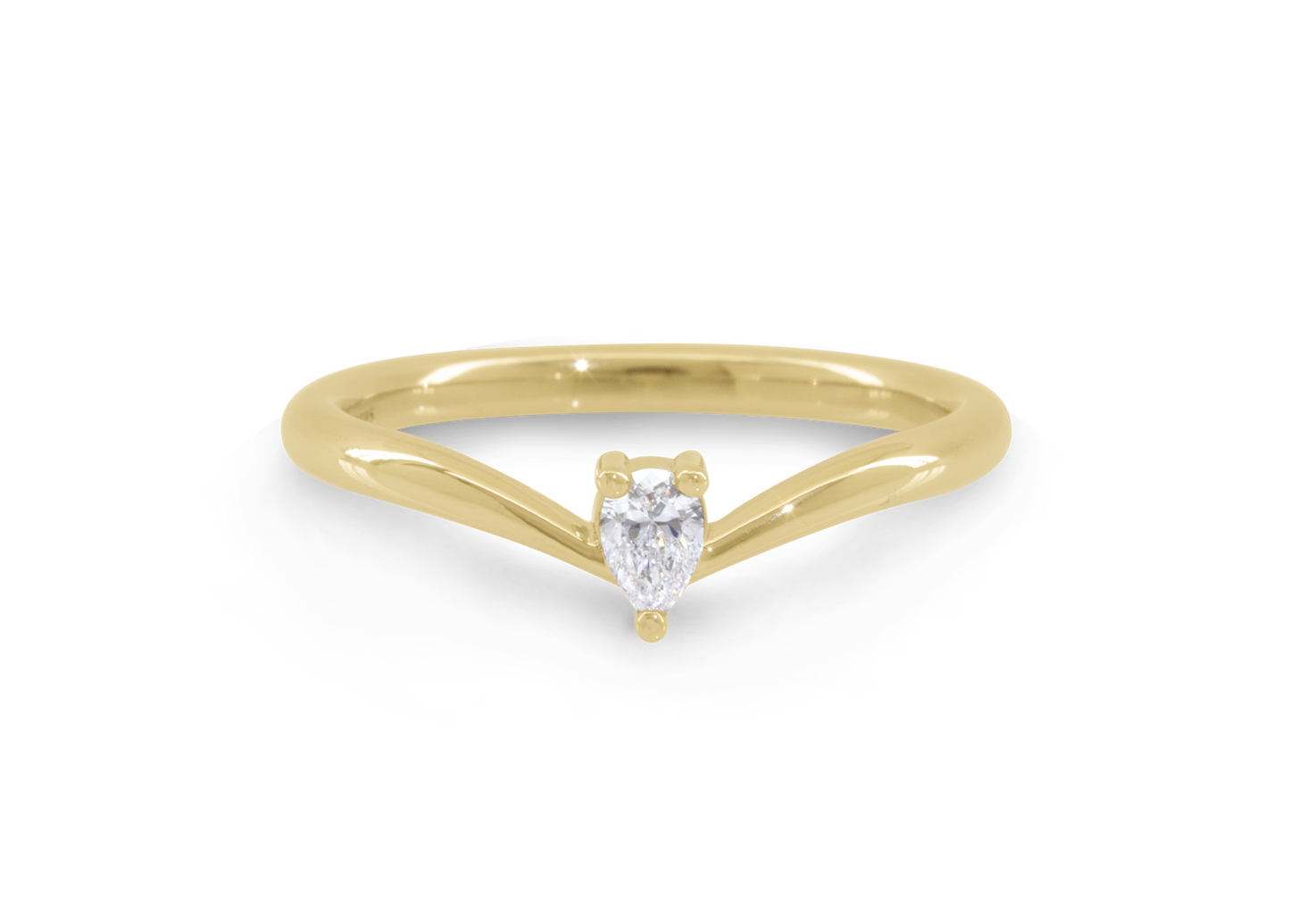 Simple Pear Diamond Elvish Wedding Band, Yellow Gold