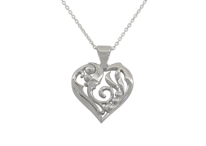 Elvish Heart Pendant, White Gold with Red Gold Droplets