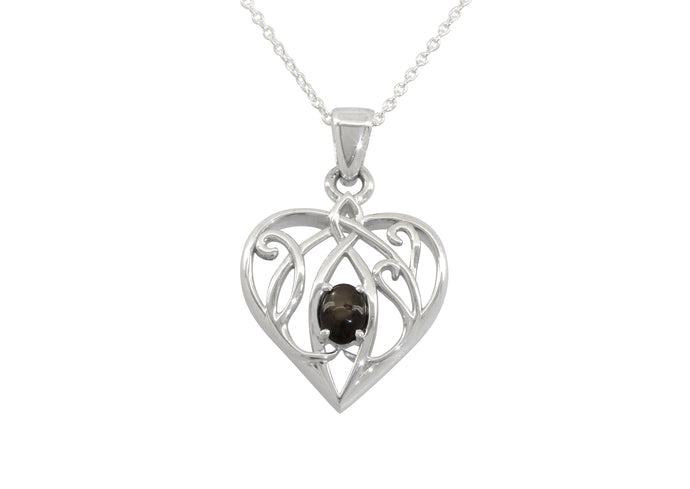 Elvish Gemstone Heart Pendant, Sterling Silver