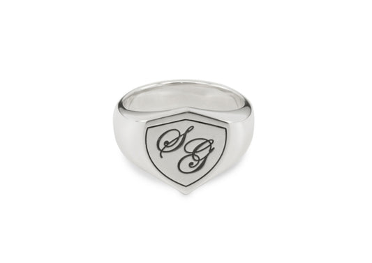 Shield Signet Ring, Sterling Silver