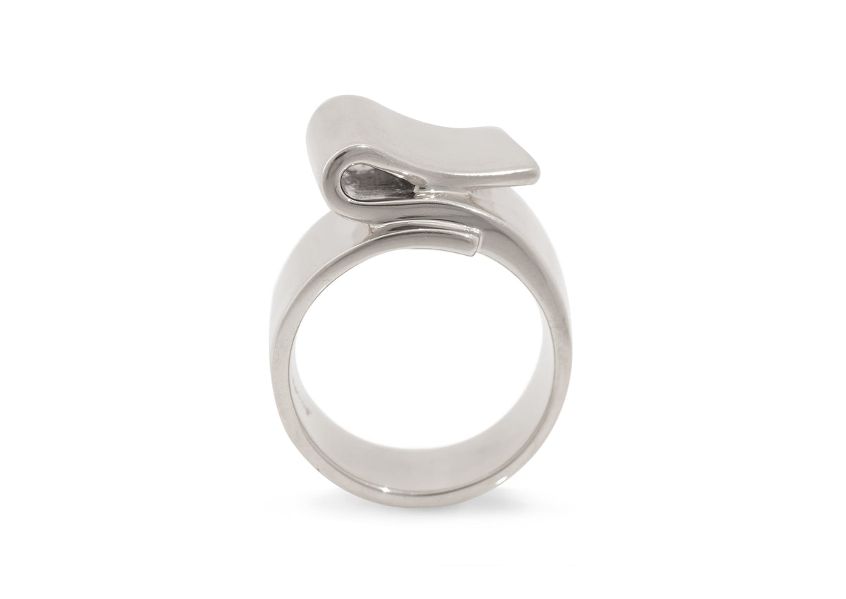JW702 Folded Ring, White Gold & Platinum