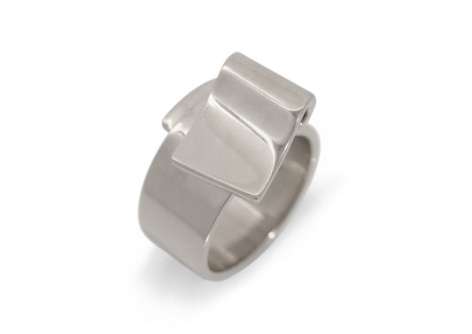 JW702 Folded Ring, White Gold & Platinum