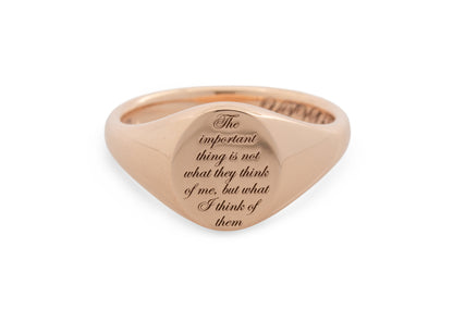 Custom Engraved Oval Signet Ring, Red Gold