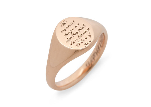 Custom Engraved Oval Signet Ring, Red Gold